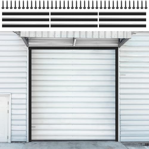 12 x 12 ft Garage Door Seal Kit 3 Thickened Nylon Bristles with Aluminum Track Heavy Duty Weather Roll Up Door Seal for Commercial Barn Warehouse Corrugated Doors 3 Top & 6 Side Brushes