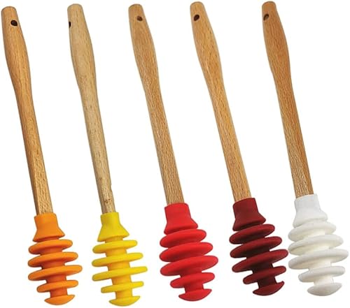 Cabilock 5 palitos de silicona para mezclar miel, no limpiar para jarabe de miel y más silicona de grado alimenticio resistente a las manchas para
