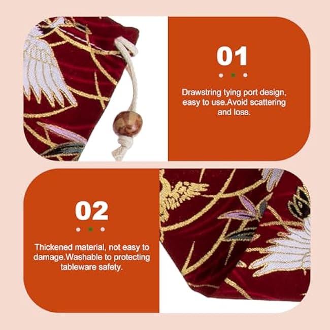 Cute Wallet Japanese Chopsticks 4Pcs Japanese Style Forks and Storage Pouches Comb Storage Bags Straw Purse