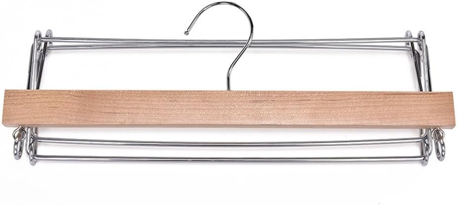 JSEIAJB Multifunction Wooden Pants Hanger 4 Layer Organizer Foldable Clothes Trouser Hangers for Saving Space in The Closet(E)