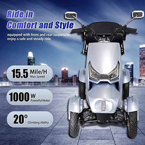 Mobility Scooters for Seniors & Adults 500lbs Capacity - All Terrain Electric Powered Wheelchair Device - Heavy Duty Mobility Scooter for Travel, Elderly w/Remote Key (Blue)