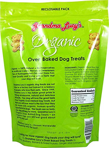 Grandma Lucy’s 2 Piece Bundle of Organic Oven Baked Dog Treats, 14 Ounces Each, Blueberry and Apple Grandma Lucy’s 2 Piece Bundle of Organic Oven Baked Dog Treats, 14 Ounces Each, Blueberry and Apple