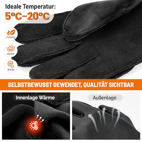 AOPREL Handschuhe Herren Damen - Winddicht & Touchscreen Laufhandschuhe mit Warme Winddichte,Fahrradhandschuhe mit Anti-Rutsch, Sporthandschuhe für Fahrradfahren, Wandern, Laufen & Autofahren