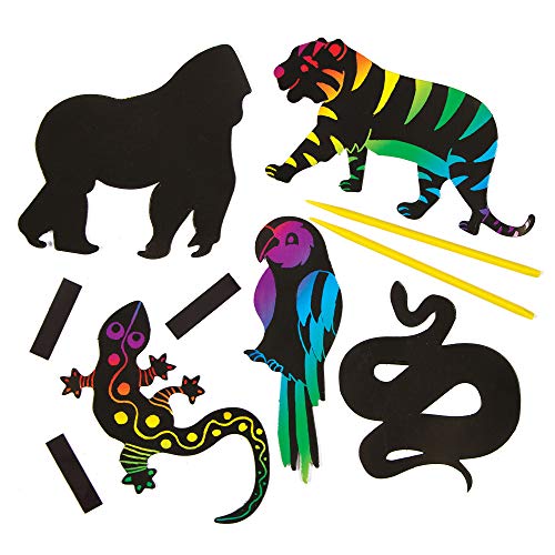 Baker Ross Kratzbild-Magnete „Dschungeltiere“ für Kinder zum...