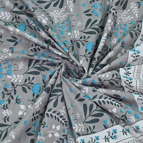 Image of 100% Cotton Single Bedsheet with 1 Pillow Cover | 240 TC Pure Cotton Flat Bed Sheet | Traditional Jaipuri Printed Bedding Set | Soft & Breathable | 60 x 90 Inch (Rangmahal Single 23)