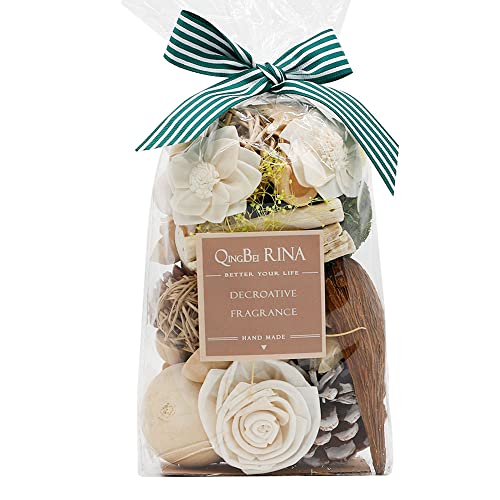 Qingbei Rina Potpourri Bags,Jasmine Scented Potpourri Bowl Filler,White Decorative Dried Flowers, Home Fragrance Sachet of Petal,Vase Bathroom Decor,10oz