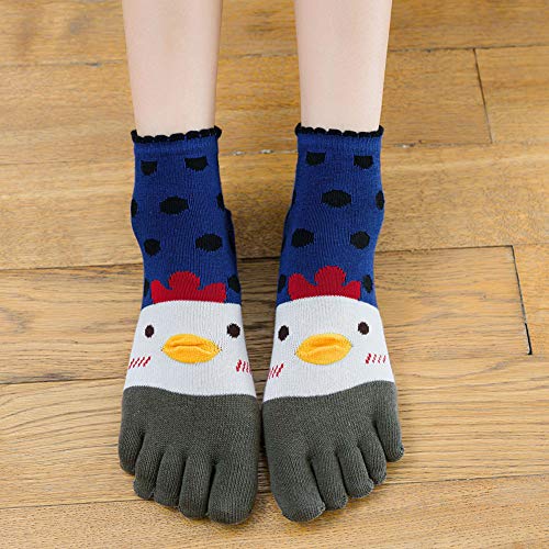 Image of CaiDieNu Women's Animal Toe Socks - Cotton Five Finger Colorful Funny Casual Crew Socks for Ladies