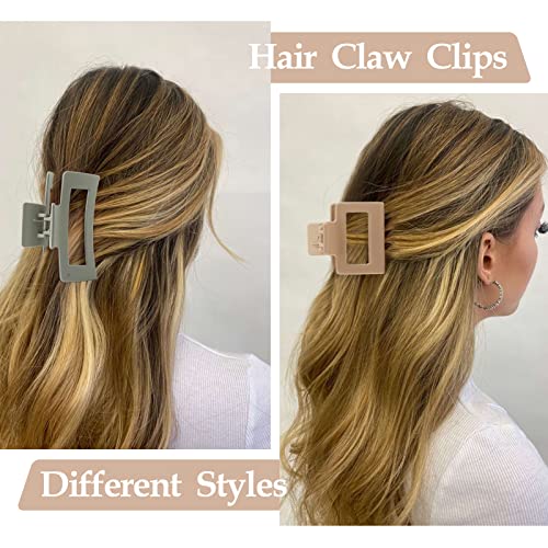 10 Pack Hair Clips, Large Hair Clips For Thick Hair, Square Hair Claw Clips, Big Retabgle Hair Claw Clips For Long Curly Hair, Neutral Aesthetic Claw Clips For Women Girls, Strong Hold Matte Hair Clips, Hair Accessories For All Hairstyles, Khaki Colors #TOP5