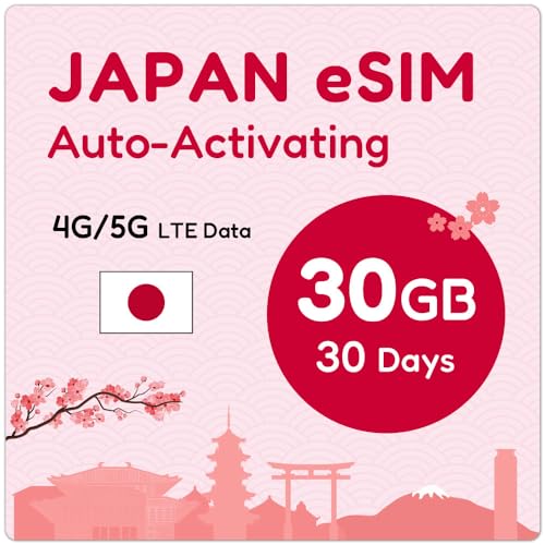 Japan eSIM 30 dagar 30 GB | 5G HotSpot & Automatisk aktivering