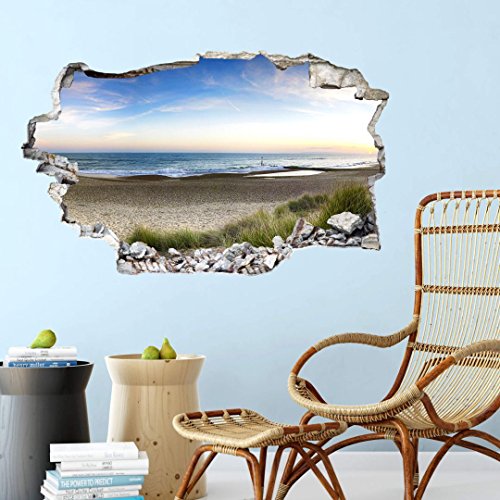 K&L Wall Art WD5069 - Vinilo decorativo en 3D, diseño panorámico de playa, 100x61 cm