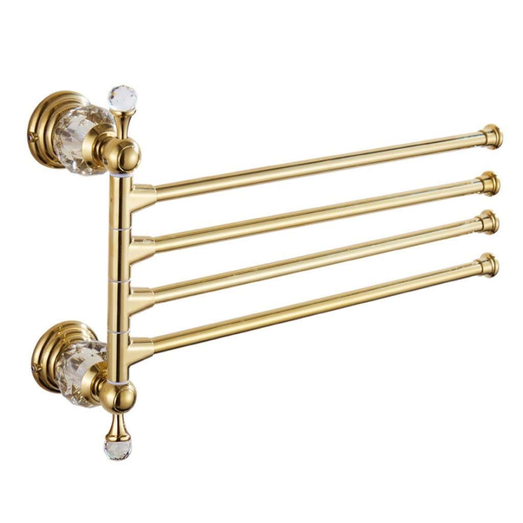 Bathroom Towel Holder 180 Degree Rotating Towel Bar Crystal Stainless Steel Rack Wall Mounted Swivel Holder Bathroom Accessories Compact Bathroom Storage(4 Arms)