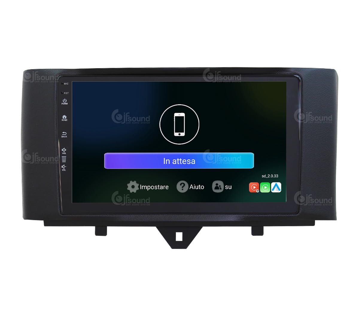Autoradio Android JF-039SO-UP compatibile con SMART FORTWO 451 2011-2015 | CarPlay e Android Auto | GPS | DAB+ |9 pollici HD | Prodotto in Italia