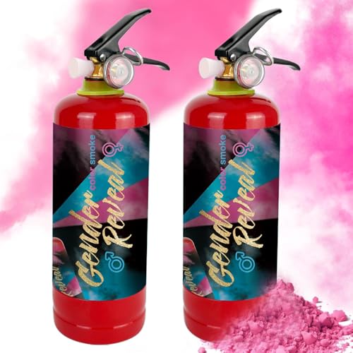 1KG Gender Reveal Smoke Cannons Gender Reveal Fire Extinguisher Smoke Bombs Party Supplies Launches up to 26ft Pink