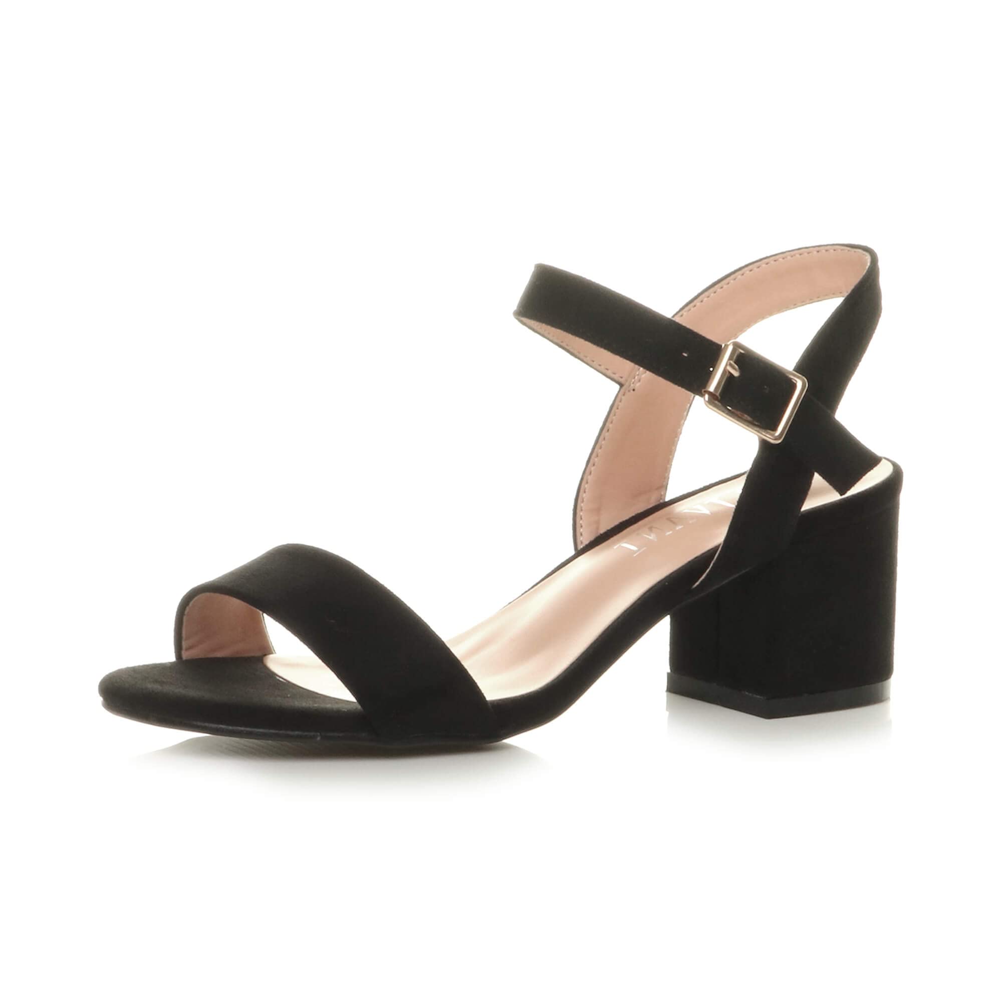 AJVANIWomens ladies mid low block heel peep toe ankle strap strappy party sandals size