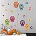 ufengke Pegatinas de Pared Vistoso Cráneo Flores Vinilos Adhesivos Pared Día de Los Muertos para Habitación Partido Decoración