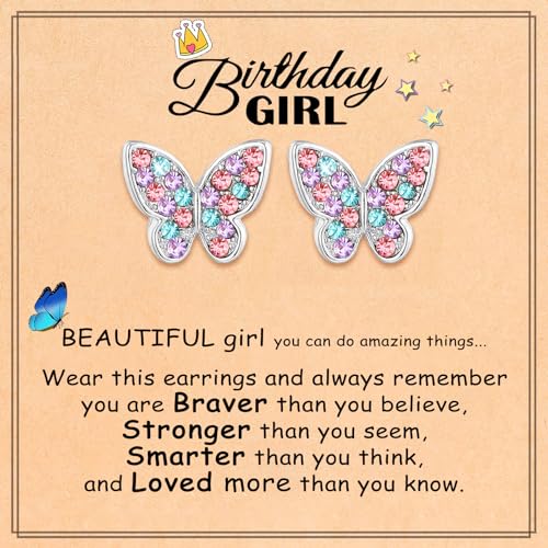 Pendientes de mariposa para cumpleaños, día de San Valentín, regalos de Navidad para amantes de las mariposas, hija, nieta, sobrina, adolescentes, Plata de ley