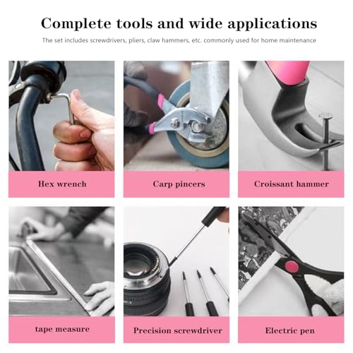 39 Pcs All Purpose Basic Household Pink Tool Kit for Women - image 6