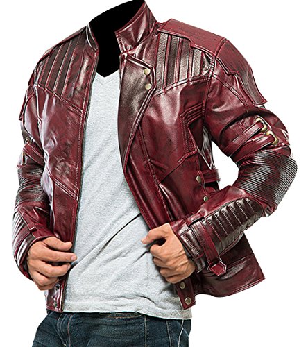 LP-FACON Mens Star Biker Maroon Halloween Cosplay Costume Leather Jacket Faux/Real4