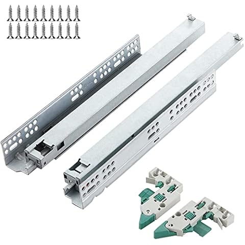 VESLA HOME Full Extension Soft Close Undermount Drawer Slides 14 inch,100LB Capacity Bottom/Under Mount Slow Close Cabinet Drawer Runners-1 Pair Cover