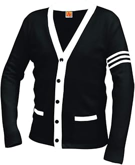 Averill's Sharper Uniforms Your Neighborhood Uniform Store Unisex 5-Button V-Neck with Contrasting Trim Varsity Cardigan