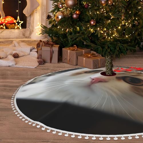 Jupe de sapin de Noël 121,9 cm à pompons pour décoration de fête