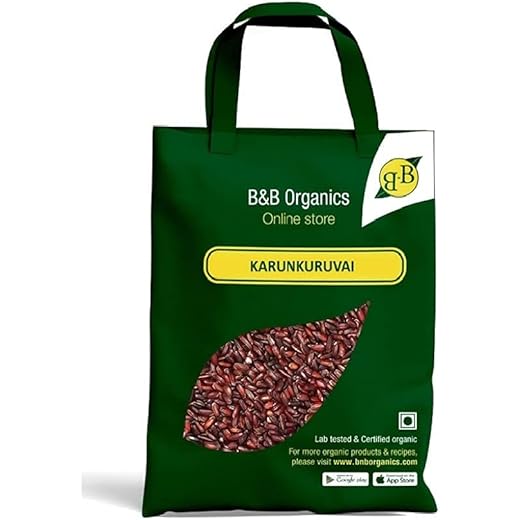 B&B Organics Hand Pounded Karunkuruvai Rice 15 kg/ Traditi