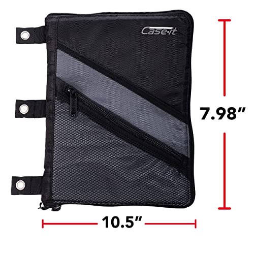 Image of Case It Tablet Binder Accessory, Padded Tablet with 3 Steel Grommets, ffits Any Standard 3 Ring Letter Size Binder, Mesh Pocket on Front, Zipper Closure, TBT-100, Black
