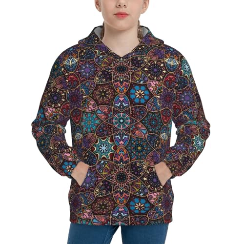 Mandala Flower Element 1 Kids Pullover Hoodies Boys Sweatshirts Girls Athletic Clothes with Pocket