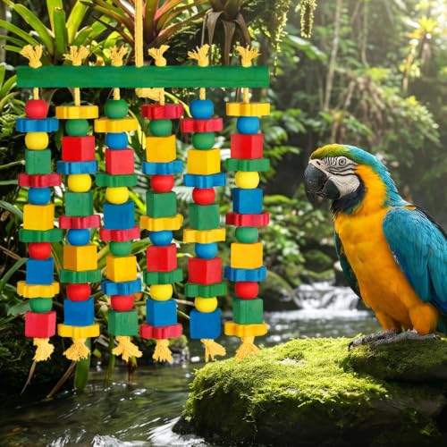 Large Parrot Toy, Natural Wood Bird Toys Bird Chewing Toys for Macaws, African Grey, Cockatoos, Amazon Parrots, Conures, Lovebirds, Budgies - Image 2