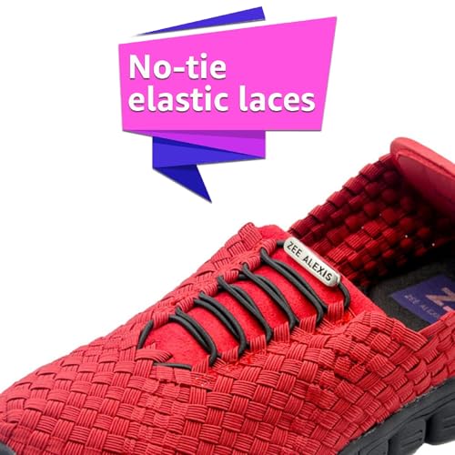 Image of Zee Alexis Women's Danielle Sneakers | Breathable Lightweight Flexible Casual Comfortable Slip-On No-Tie Elastic Laces Woven Shoes