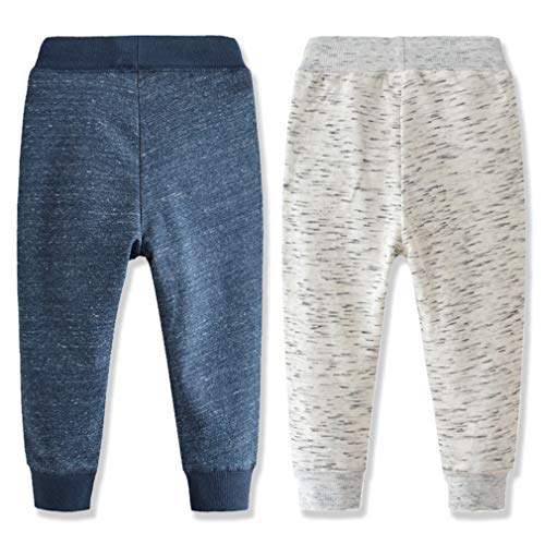 Toddler Boys Jogger Pants Boy Cotton Drawstring Elastic Waist Sweatpants Joggers 2 Pack Set 2-7T2