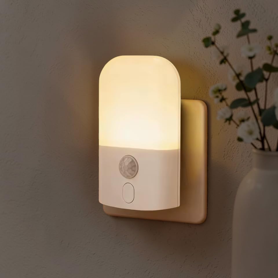 BERIS Plug in Night Light with Motion Sensor, White