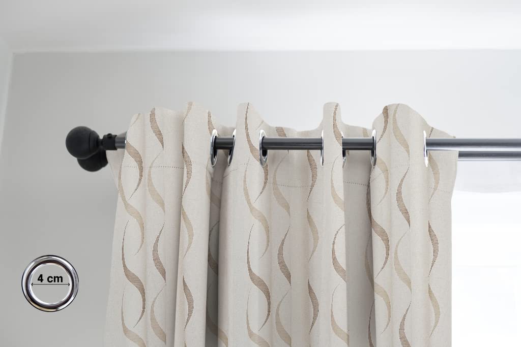 EMEMA Tende a righe trasparenti con occhielli Tende in voile Soggiorno moderno Set di 2 tende Camera da letto Trasparente con motivo Tenda a righe semitrasparente 140 x 245cm Bianche e Marrone
