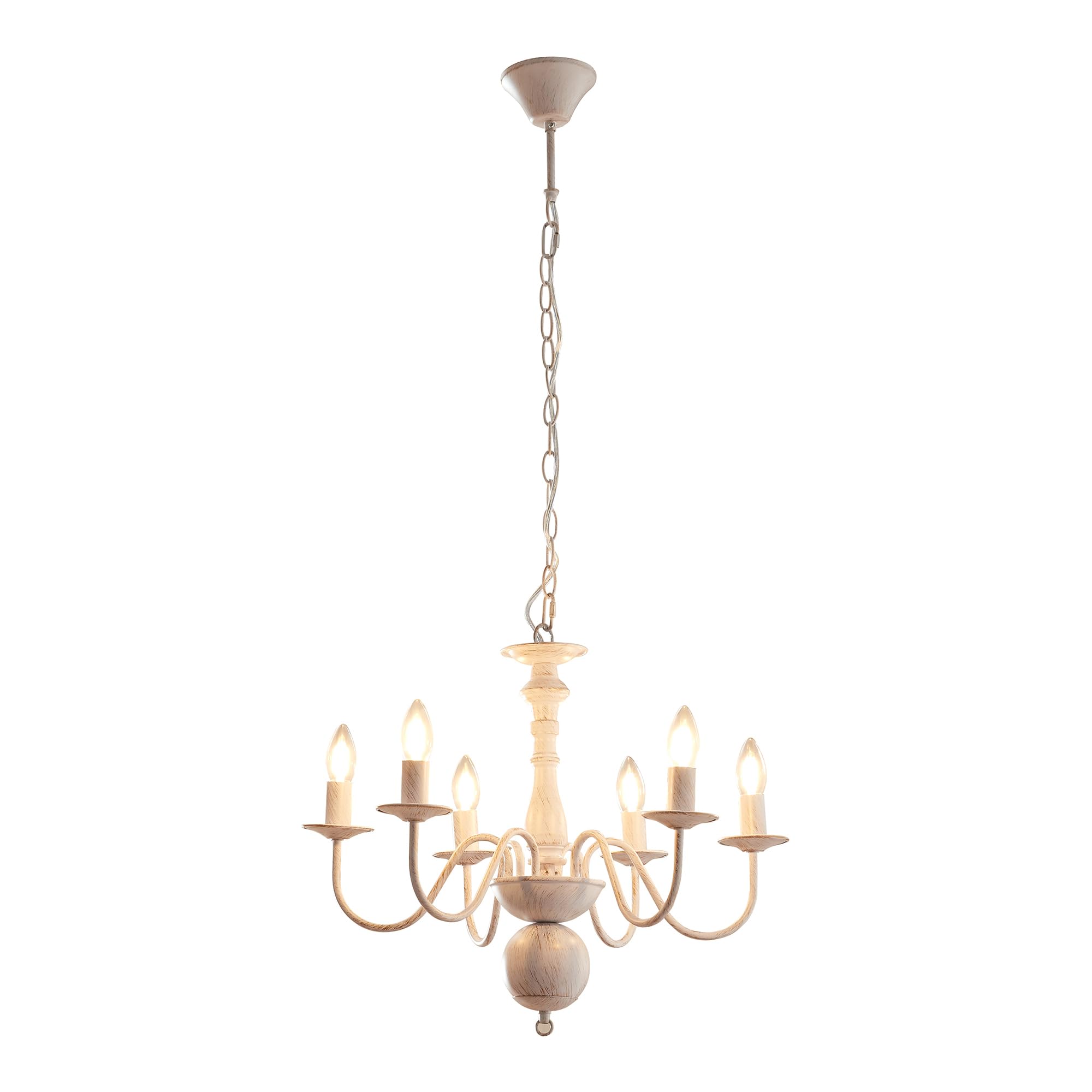 lux.pro Lampadario a Sospensione Vintage Bianco in Metallo Lampada da Soffitto con 6 Bracci Curvi per Lampadine E14 Stile Shabby Chic Rustico Elegante