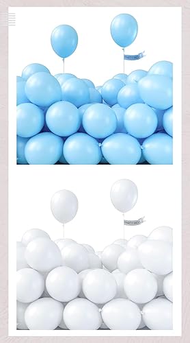 PartyWoo Globos blancos, 120 globos de 5 pulgadas y azul claro, 120 unidades de 5 pulgadas