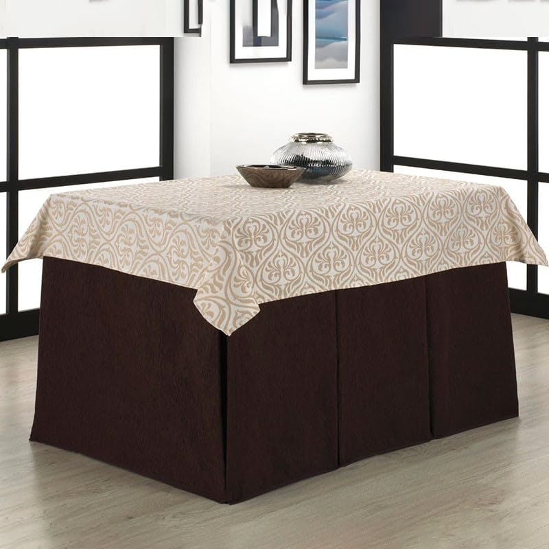 Rufino Díaz Falda Camilla Rectangular Bali Jacquard + Tapete (Chocolate - 80x120cm) - Tejido Resistente y Agradable al Tacto Decorar y Proteger tu Mesa