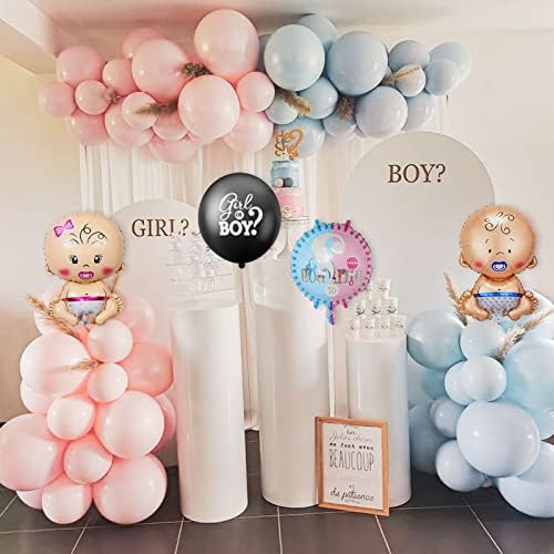 Gender Reveal Decoration, Baby Gender Reveal Party Decoration Set, Girl Or Boy Ballon With Team Boy Team Girl Stickers Confetti, Baby Foil Balloon, Boy Or Girl Banner for Baby Gender Reveal Party