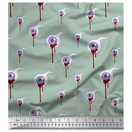 Soimoi Bomull voile tyg blodiga ögon halloween dekor tyg tryckt meter 140 cm bred
