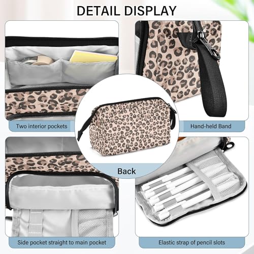 Image of Fisyme Leopard Cheetah Print Pencil Case Large Capacity Pen Bags Box Big Makeup Pouch Organizer