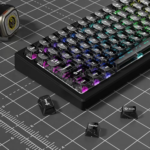 Image of dagaladoo Grey Clear keycaps,Transparent keycaps 60 75 100 Percent,Ceramic Jelly Keyboard caps Set,Shine Through keycap.,MDA Profile Keyboard Key Cap for Mx Switches Mechanical Keyboard(115key)