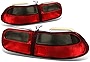 Pair of Smoked & Red Lens Rear Brake Tail Lights Compatible with Honda Civic Hatchback
