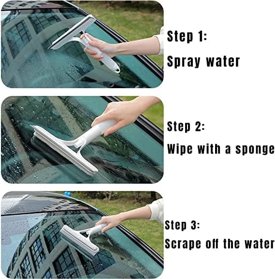 Skyzone 3-in-1 Window Squeegee, Multifunctional Window Cleaning Tools with Sponges and Spray, Window Washing Kit for Car Windshield, Household Glass Window, Shower Door(Glass Spray Wiper)