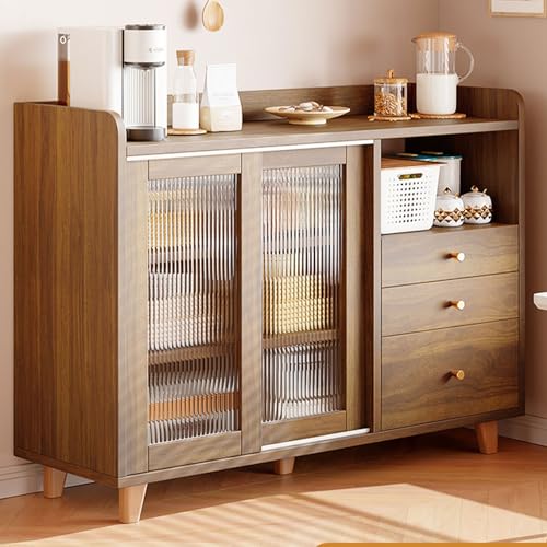 Armadietto da dispensa con ante e ripiani, autoportante, per cucina e soggiorno, design con libreria ad arco