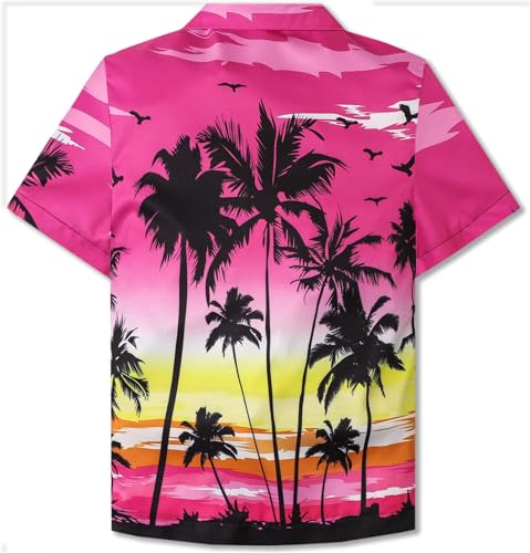 Image of SANGTREE Girls & Women's Hawaiian Shirts Button Down Short Sleeve Floral Tropical Shirt Beach Vacation Blouse Tops