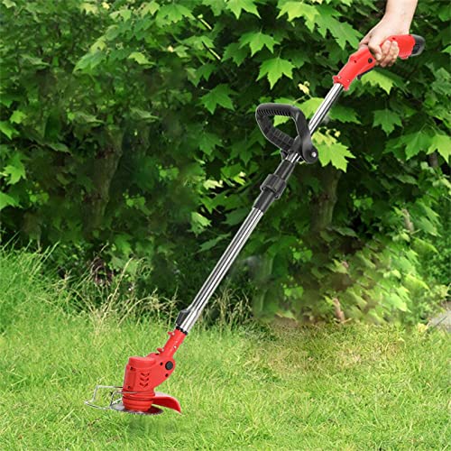 Cordless Lawn Trimmer,Electric Hedge Trimmer,Weed Trimmer,12V 2000Mah 2 Batteries Weed Lawn Eater Edger,Telescopic Rod Anti-Slip Handle Grass Trimmer For Lawn Cutting, Lawn Care,Garden (Red) #TOP2