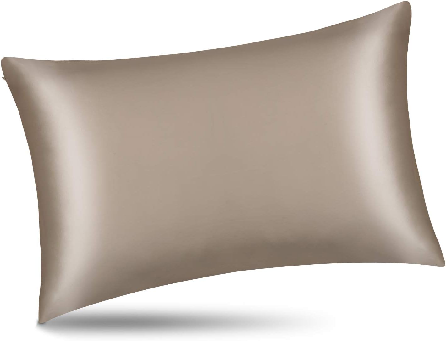 ALASKA BEAR Natural Silk Pillowcase, Hypoallergenic, 19 momme, 600 thread count 100 percent Mulberry Silk with hidden zipper (50 x 75 cm, Taupe)