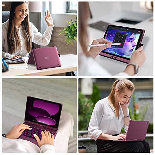 Image of typecase Touch iPad 11th 10th Generation Case with Keyboard (11 inch 2025, A16 & 10.9 inch 2022) - 360 Rotatable, 11-Color Backlit, Multi-Touch Trackpad, Pencil Holder, Thin & Light - Raspberry