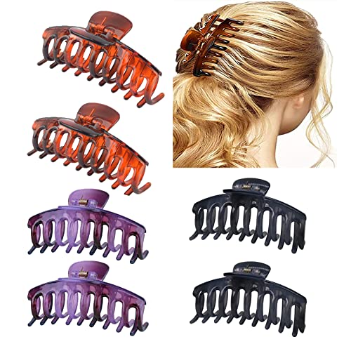 6 Stück Haarklammer,11cm Große Kunststoff Haar Klaue Clips,Haarspangen Haarklammern für dickes Haar Rutschfestes Haar-Accessoires für Frauen Damen Mädchen Cover