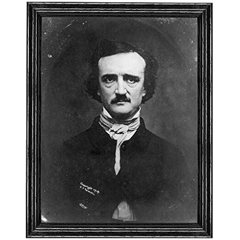 Edgar Allan Poe Photograph in Black Wood Frame Cover