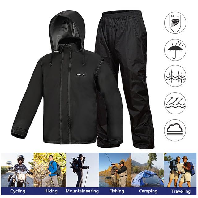 Lixada Regenanzug Wasserdicht Radfahren Regenschutz Jacke & Hose Unisex Wandern Regenmantel Hose Regenbekleidung für Motorrad Angeln